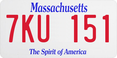 MA license plate 7KU151
