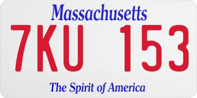 MA license plate 7KU153