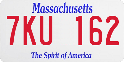 MA license plate 7KU162