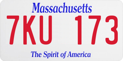 MA license plate 7KU173