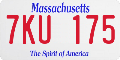 MA license plate 7KU175