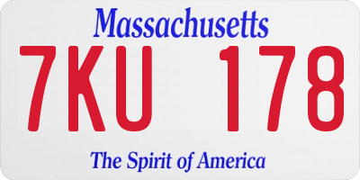 MA license plate 7KU178