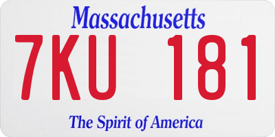 MA license plate 7KU181
