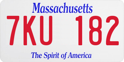 MA license plate 7KU182