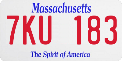 MA license plate 7KU183