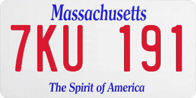 MA license plate 7KU191