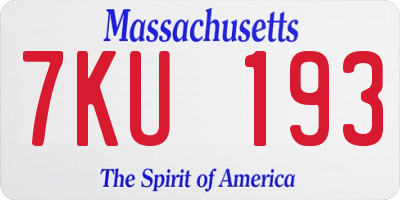 MA license plate 7KU193