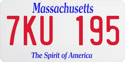 MA license plate 7KU195