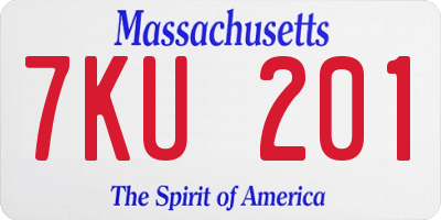 MA license plate 7KU201