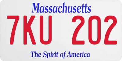 MA license plate 7KU202