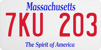 MA license plate 7KU203