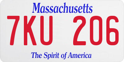 MA license plate 7KU206