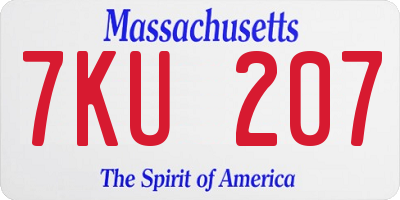MA license plate 7KU207