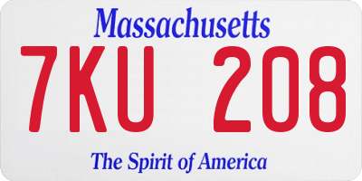 MA license plate 7KU208