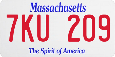 MA license plate 7KU209