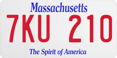MA license plate 7KU210