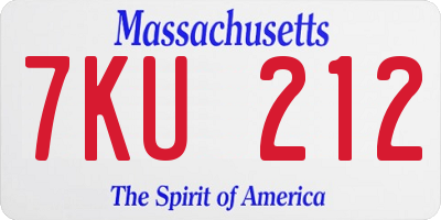 MA license plate 7KU212