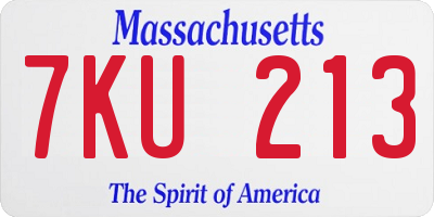 MA license plate 7KU213