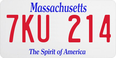 MA license plate 7KU214