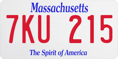 MA license plate 7KU215