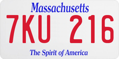 MA license plate 7KU216