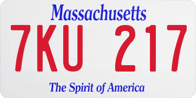 MA license plate 7KU217