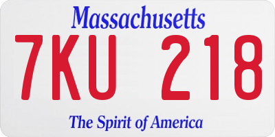MA license plate 7KU218