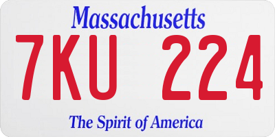 MA license plate 7KU224