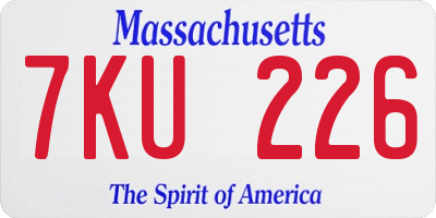 MA license plate 7KU226