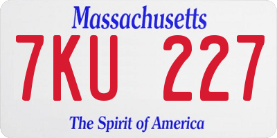 MA license plate 7KU227