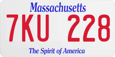 MA license plate 7KU228