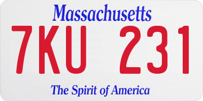 MA license plate 7KU231