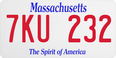 MA license plate 7KU232