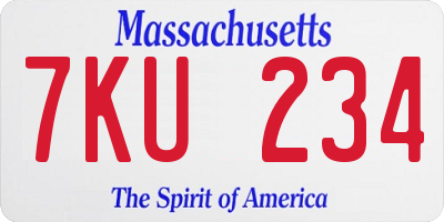 MA license plate 7KU234