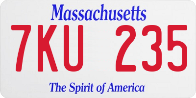 MA license plate 7KU235