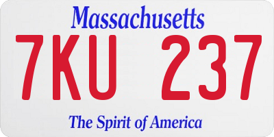MA license plate 7KU237