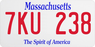 MA license plate 7KU238