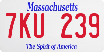 MA license plate 7KU239