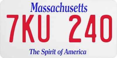 MA license plate 7KU240