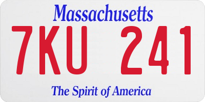 MA license plate 7KU241