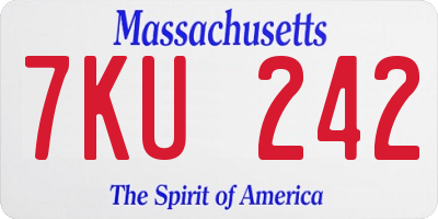 MA license plate 7KU242