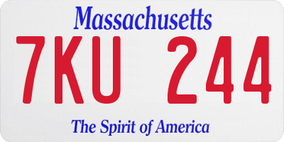 MA license plate 7KU244