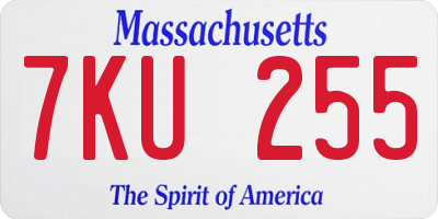 MA license plate 7KU255