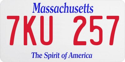 MA license plate 7KU257