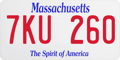 MA license plate 7KU260