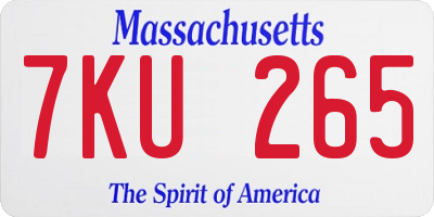 MA license plate 7KU265
