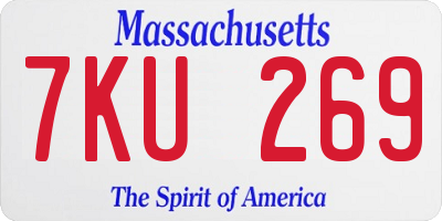 MA license plate 7KU269