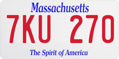 MA license plate 7KU270