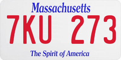MA license plate 7KU273