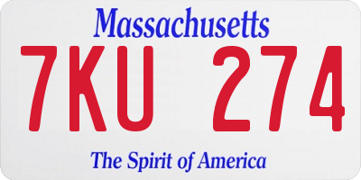 MA license plate 7KU274
